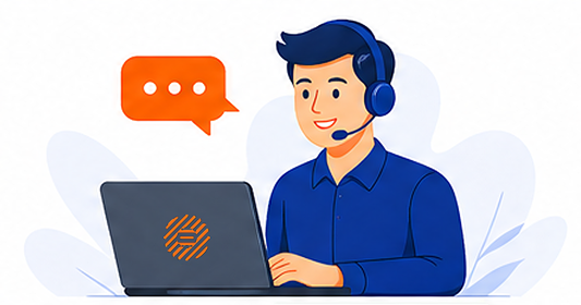 Customer care representative helping a user on laptop